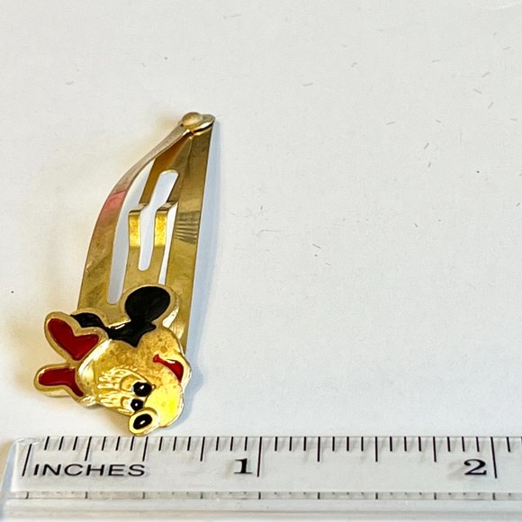 Vintage Disney Minnie Mouse Hair Barrettes Gold Tone 90's Girls Womens - Picture 7 of 8